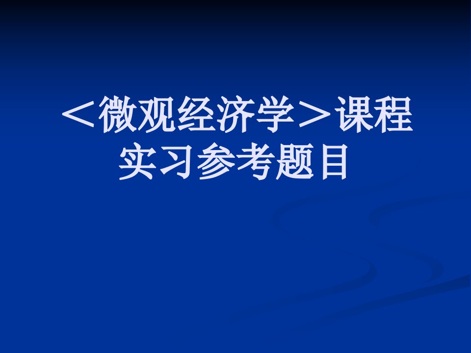 微观经济学实习课