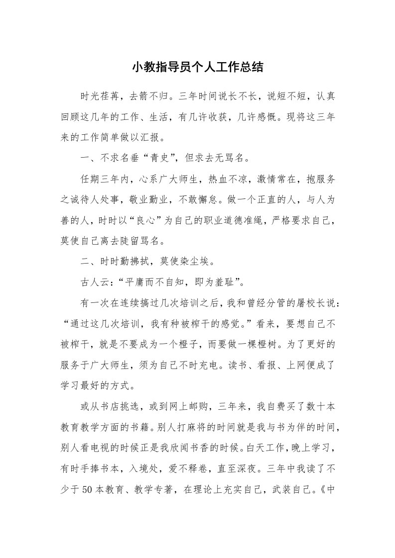 小教指导员个人工作总结