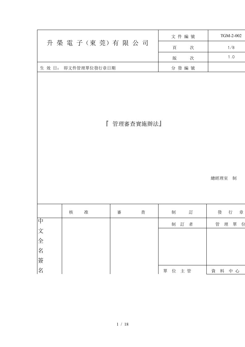 管理审查实施办法TGM