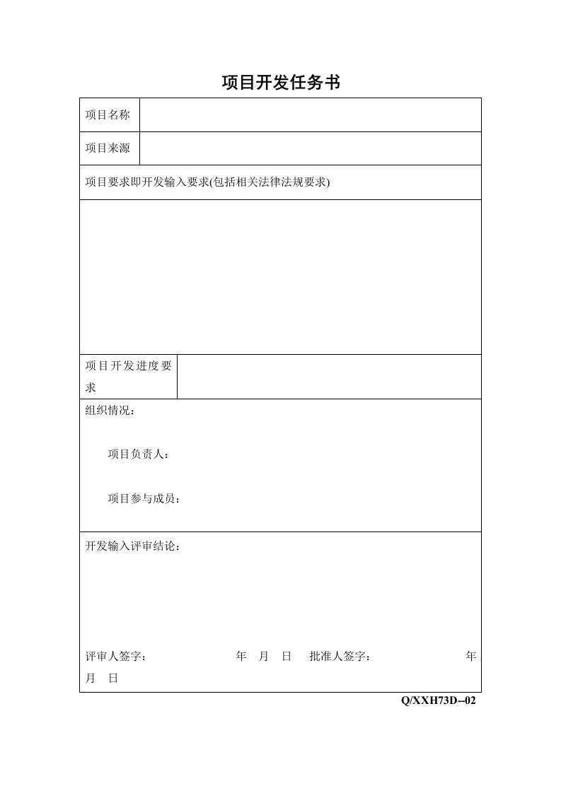 《某集团(物业和现代服务业)质量纪录表单》(55个文件)《项目开发任务书》-质量制度表格