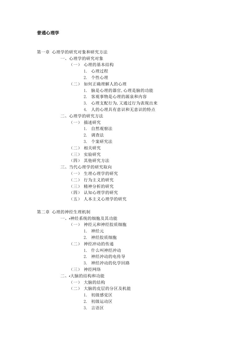 同等学力心理学考试大纲目录-普通心理学