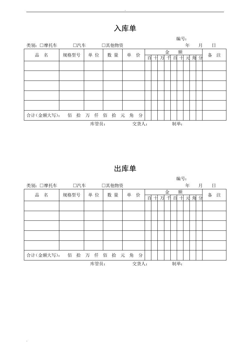 仓库管理表格大全汇总-仓库管理全套常用表格模板