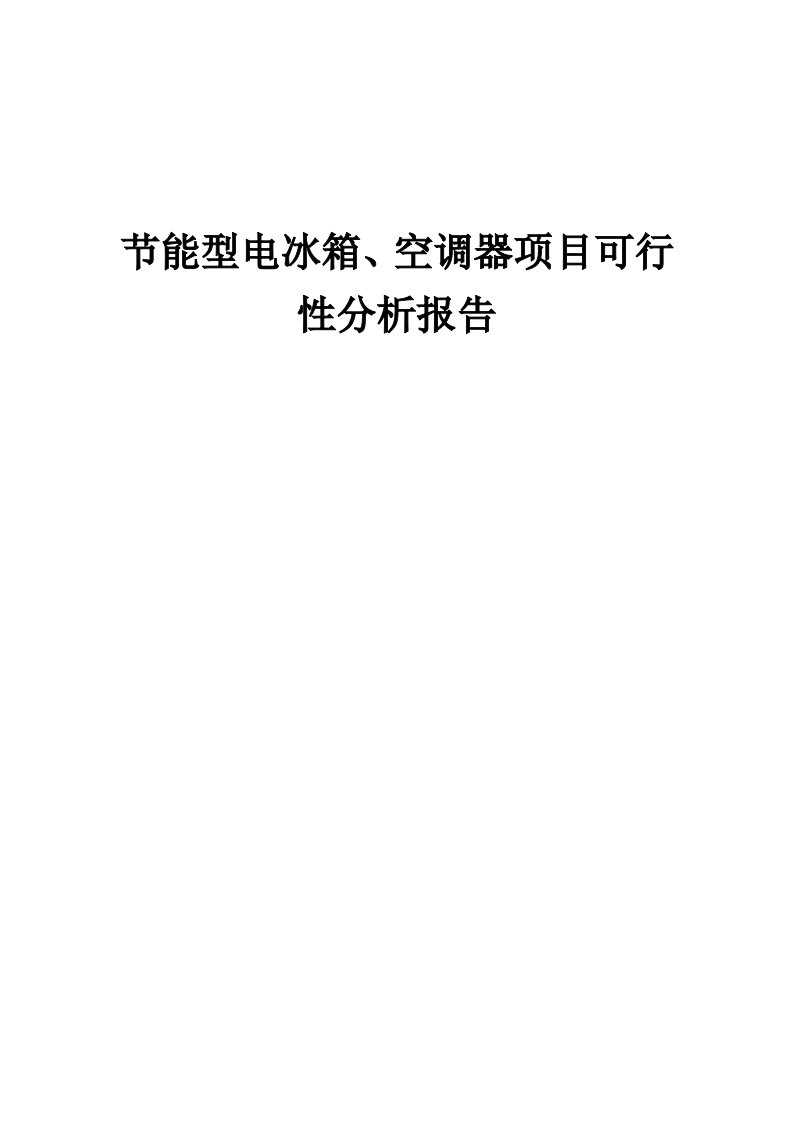 2024年节能型电冰箱、空调器项目可行性分析报告