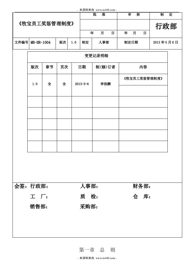 2013年牧宝皮业皮具公司员工奖惩管理制度DOC-人事制度表格