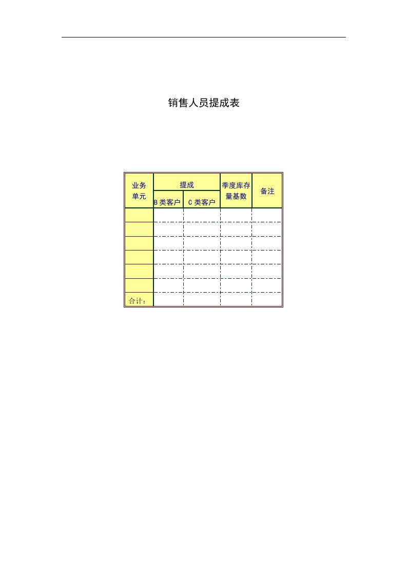 销售人员提成表