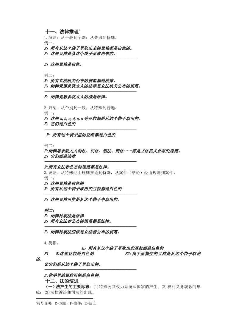 十法律推理符号说明R=规则；F=案件；E=结论