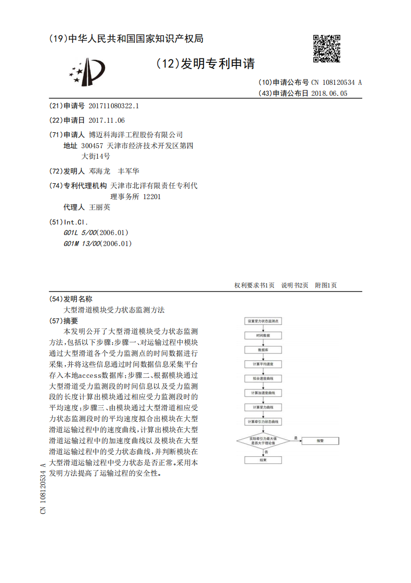 大型滑道模块受力状态监测方法