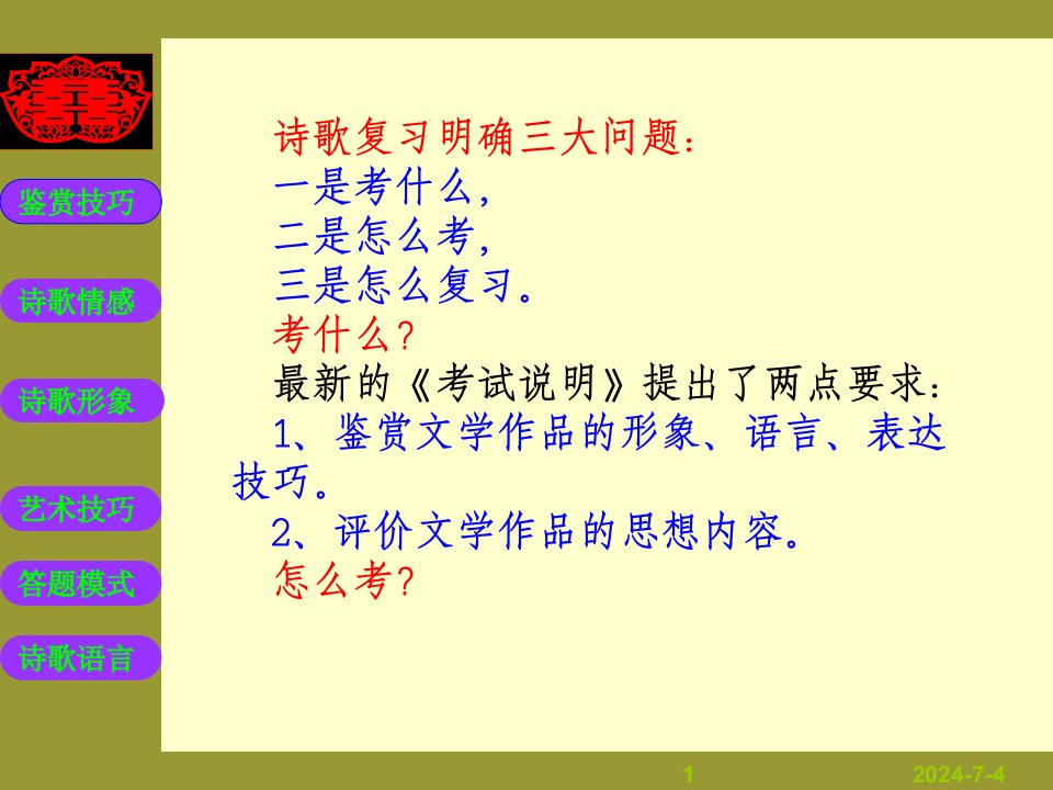 1高三语文诗歌鉴赏系统复习共119张课件2