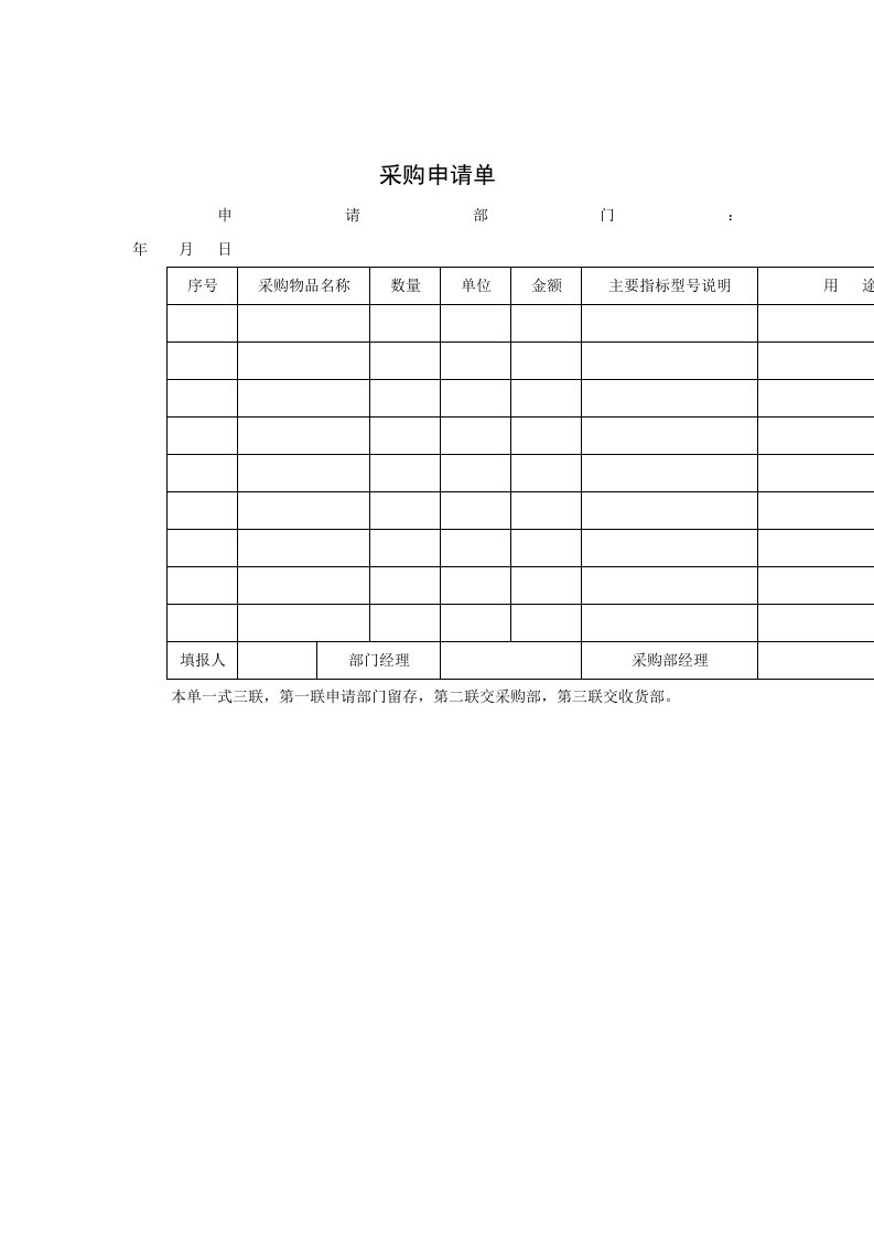 采购管理-某公司采购申请单