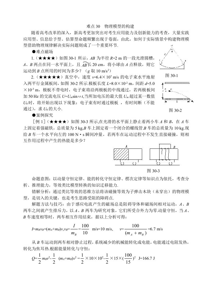 高考物理复习知识点难点汇总难点30物理模型的构建