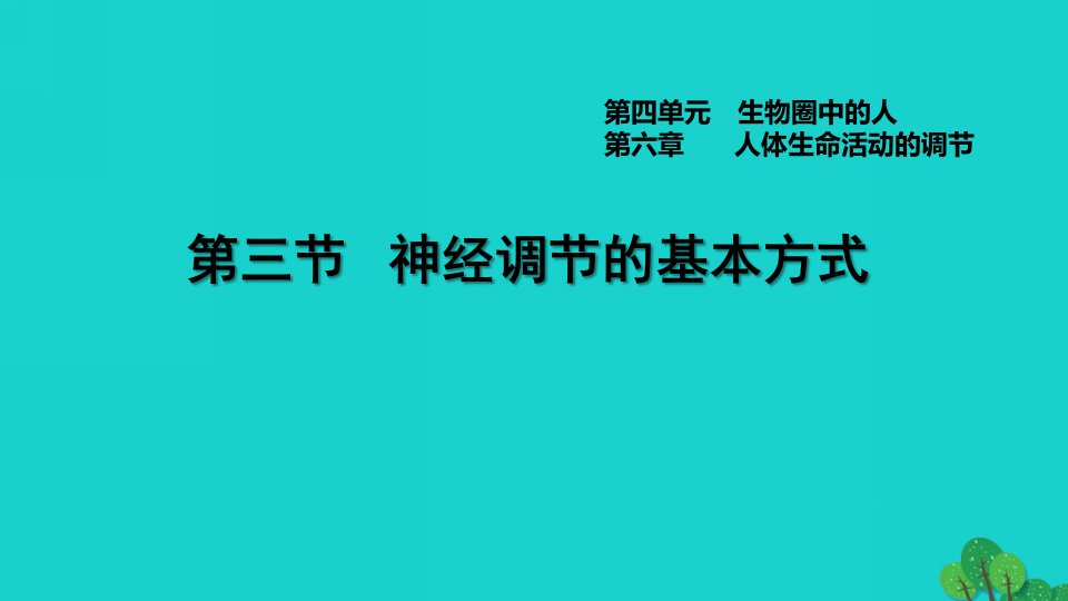 安徽专版2022七年级生物下册第四单元生物圈中的人第六章人体生命活动的调节第3节神经调节的基本方式习题课件新版新人教版