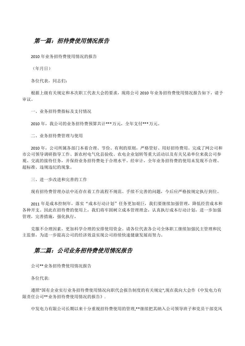 招待费使用情况报告[修改版]