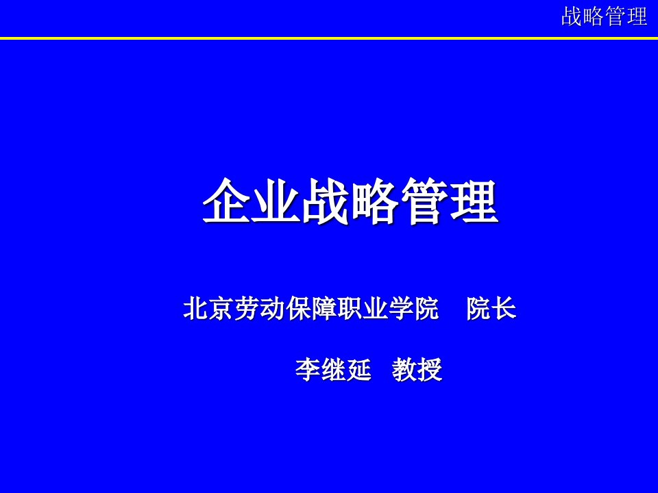 企业战略》李继延-中国人民大学工商管理