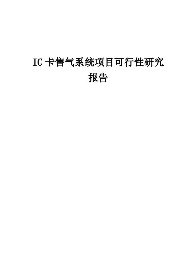 2024年IC卡售气系统项目可行性研究报告