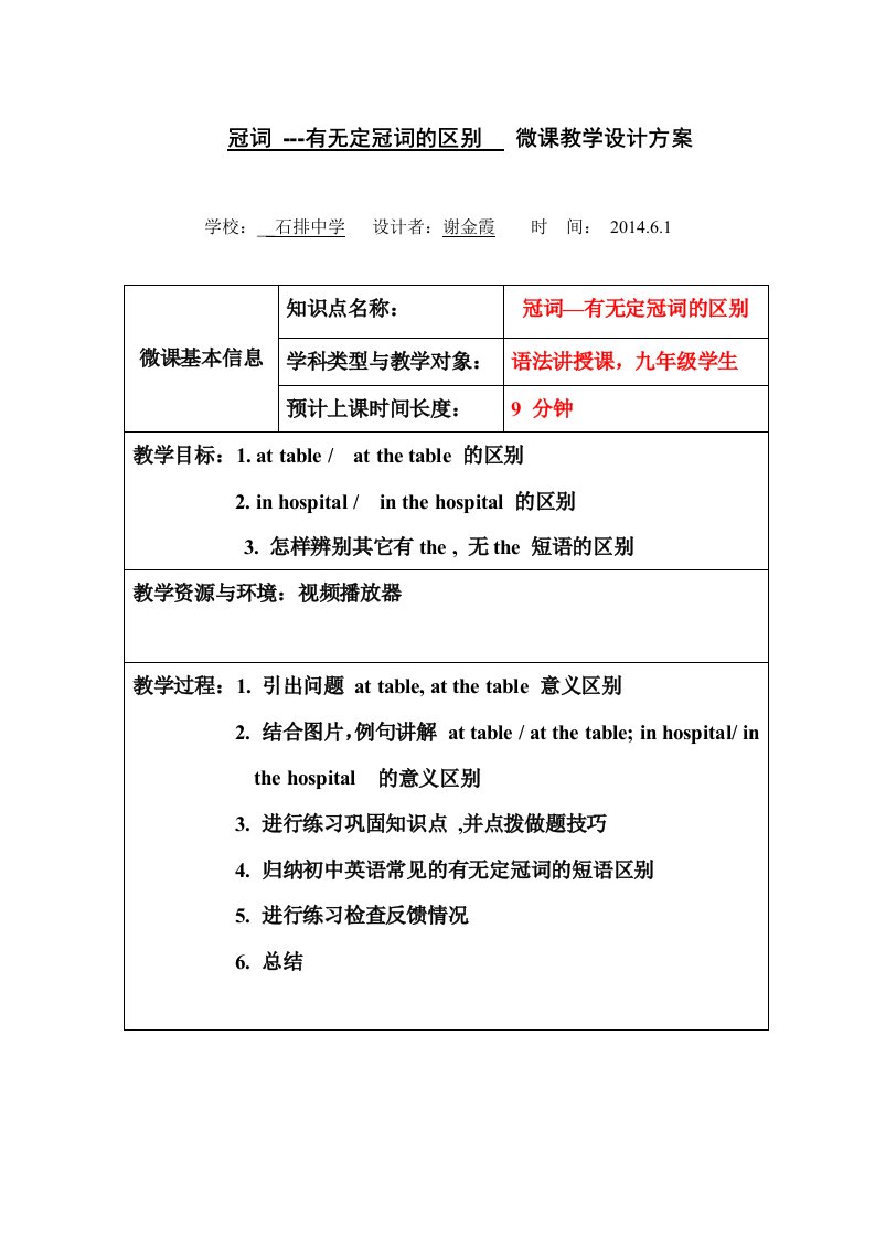 初中英语教学资料：冠词