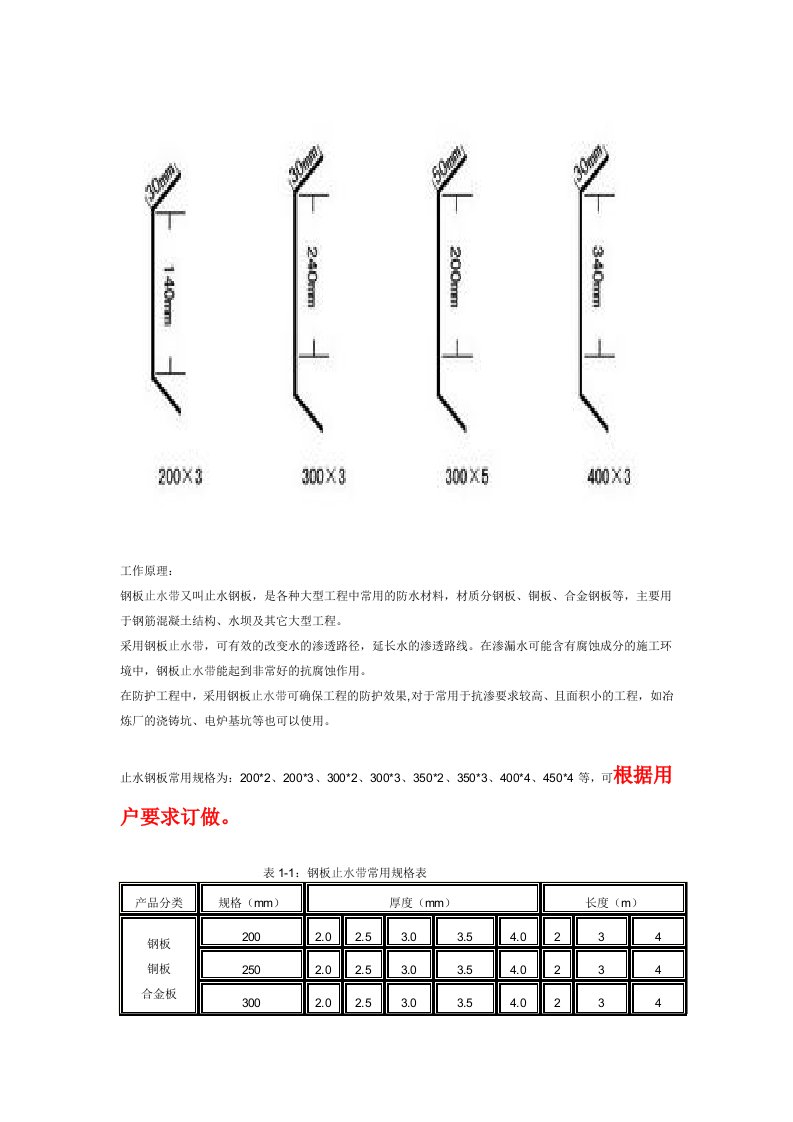 止水钢板规格