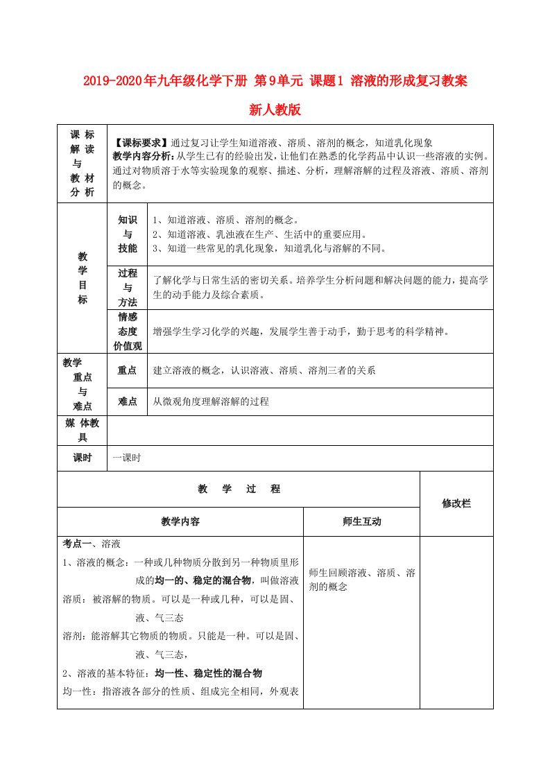 2019-2020年九年级化学下册