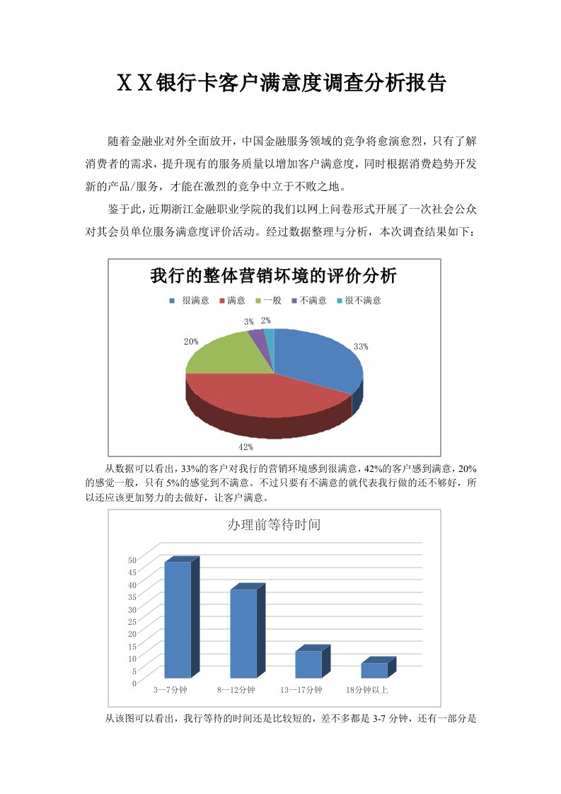 银行卡客户满意度调查分析报告