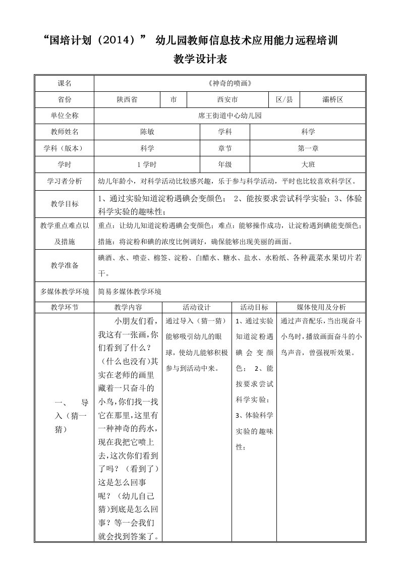 陈敏大班科学活动《神奇的喷画》