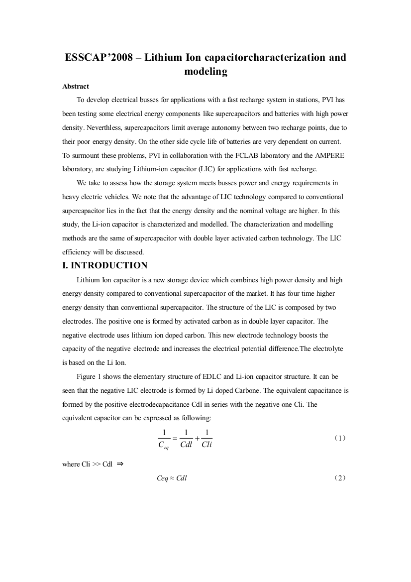 毕业设计-esscap’2008-–-lithium-ion-and-modeling-外文文献