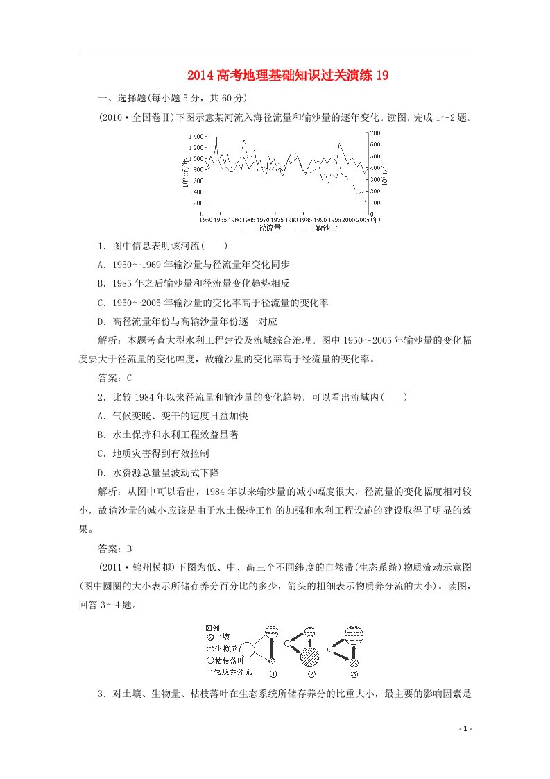 高考地理基础知识过关演练19