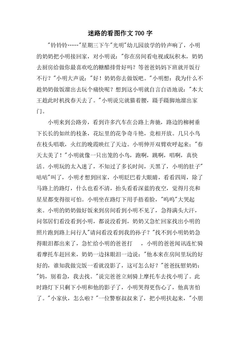 迷路的看图作文700字