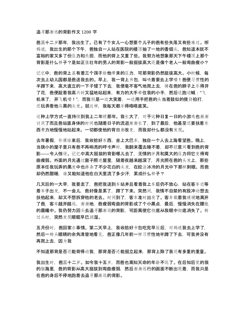 追寻那渐远的背影作文1200字