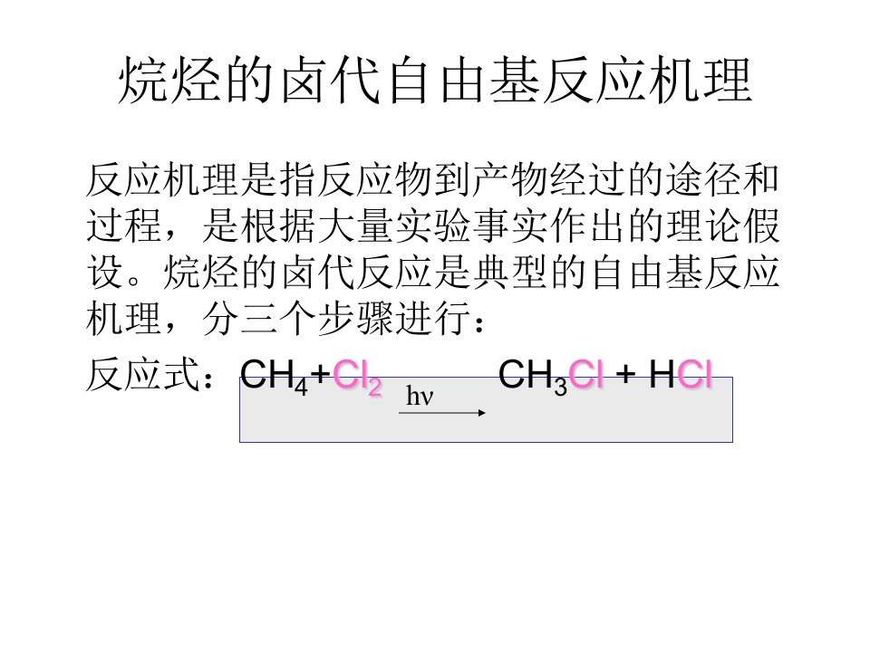 烷烃的卤代自由基反应机理