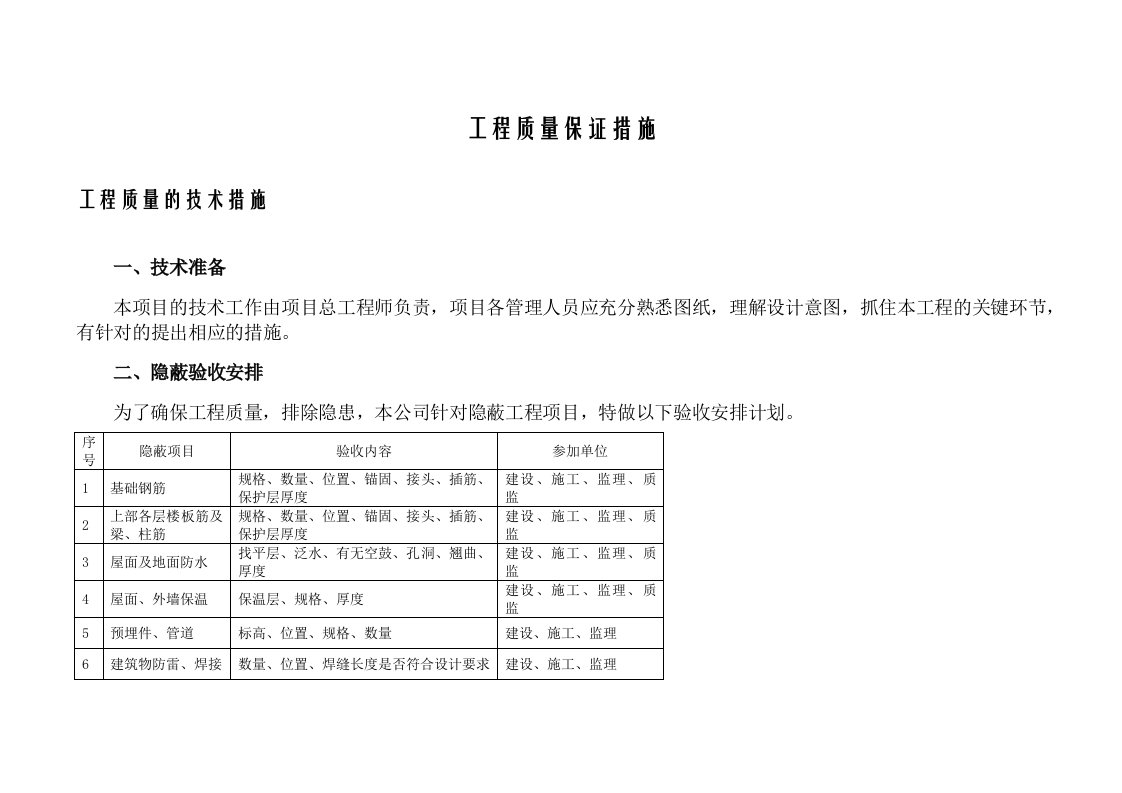 工程质量的技术保证措施土建