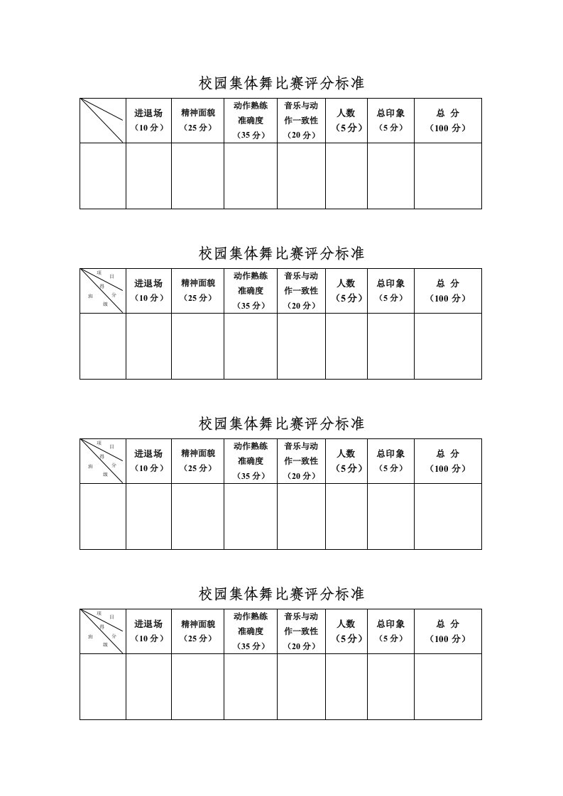 校园集体舞比赛评分标准