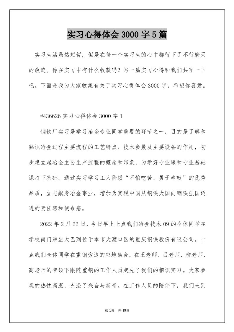 实习心得体会3000字5篇