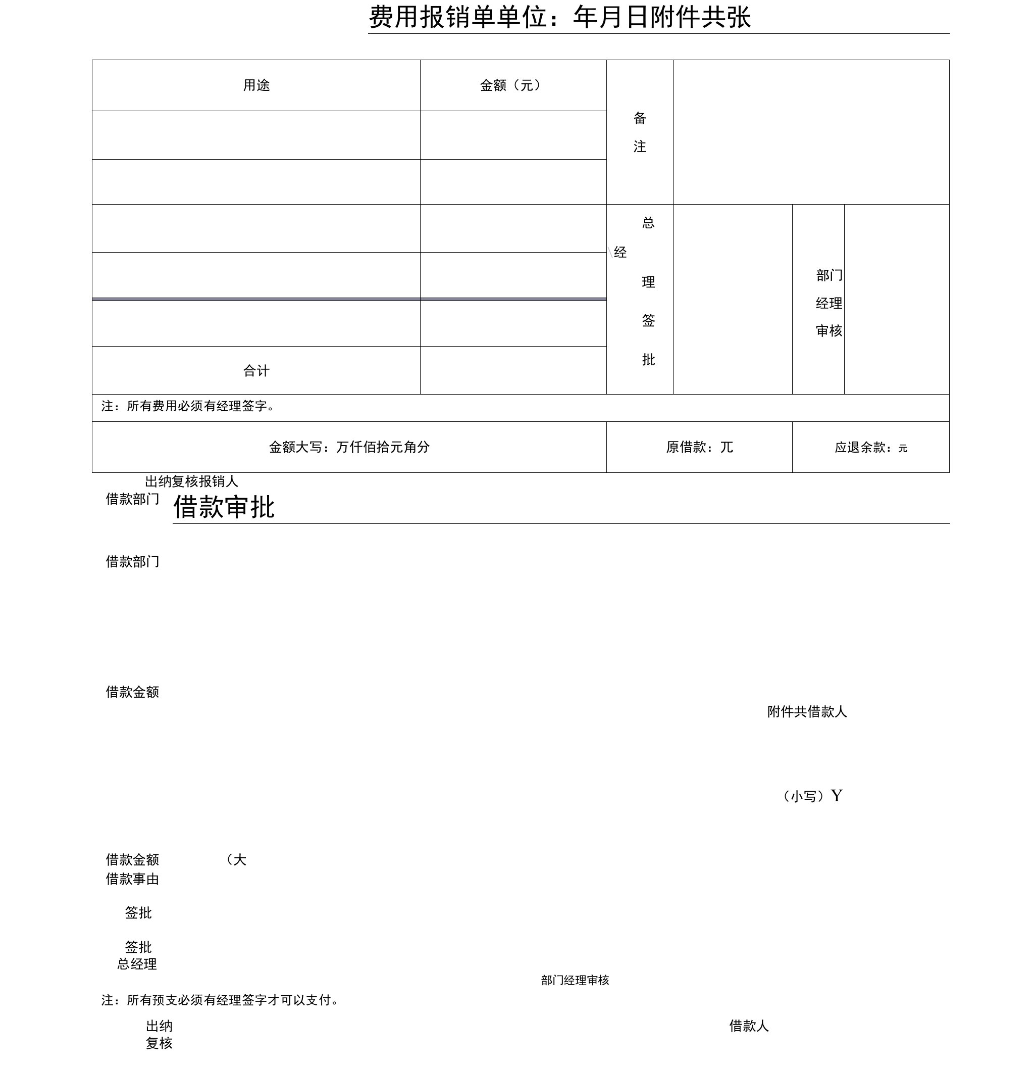 费用报销单电子版