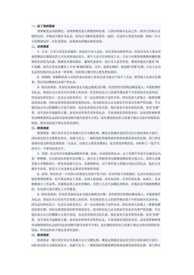 精选不同国家不同礼仪