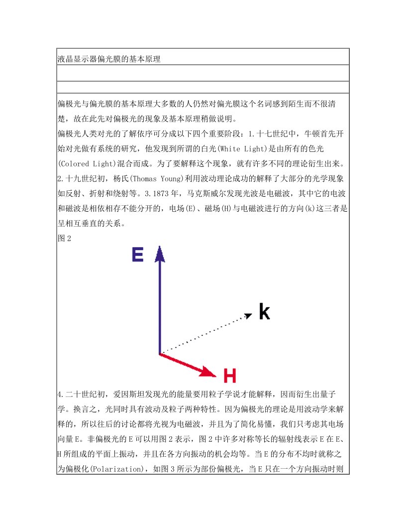 液晶显示器偏光膜的基本原理