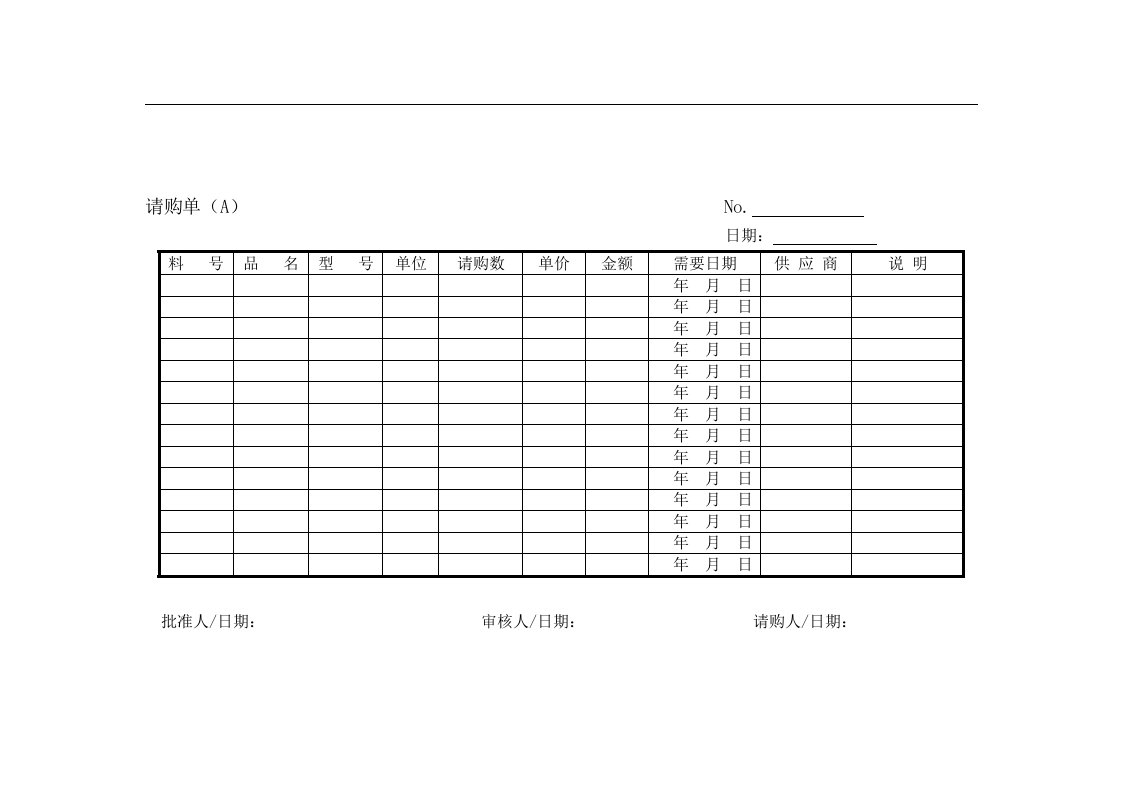 【管理精品】请购单(A)(1)