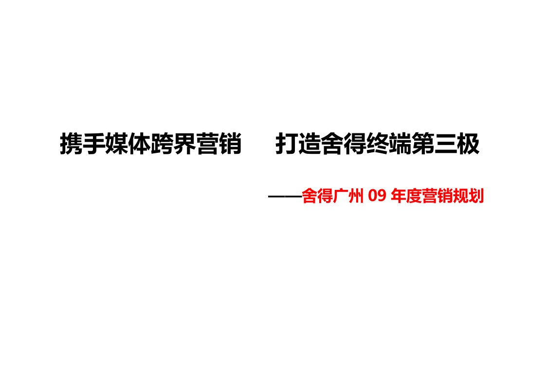 舍得酒2009年度广州营销规划方案