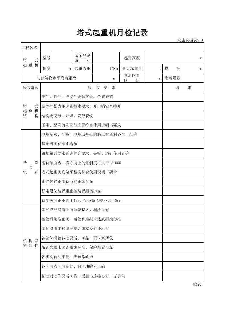 塔吊月检报告