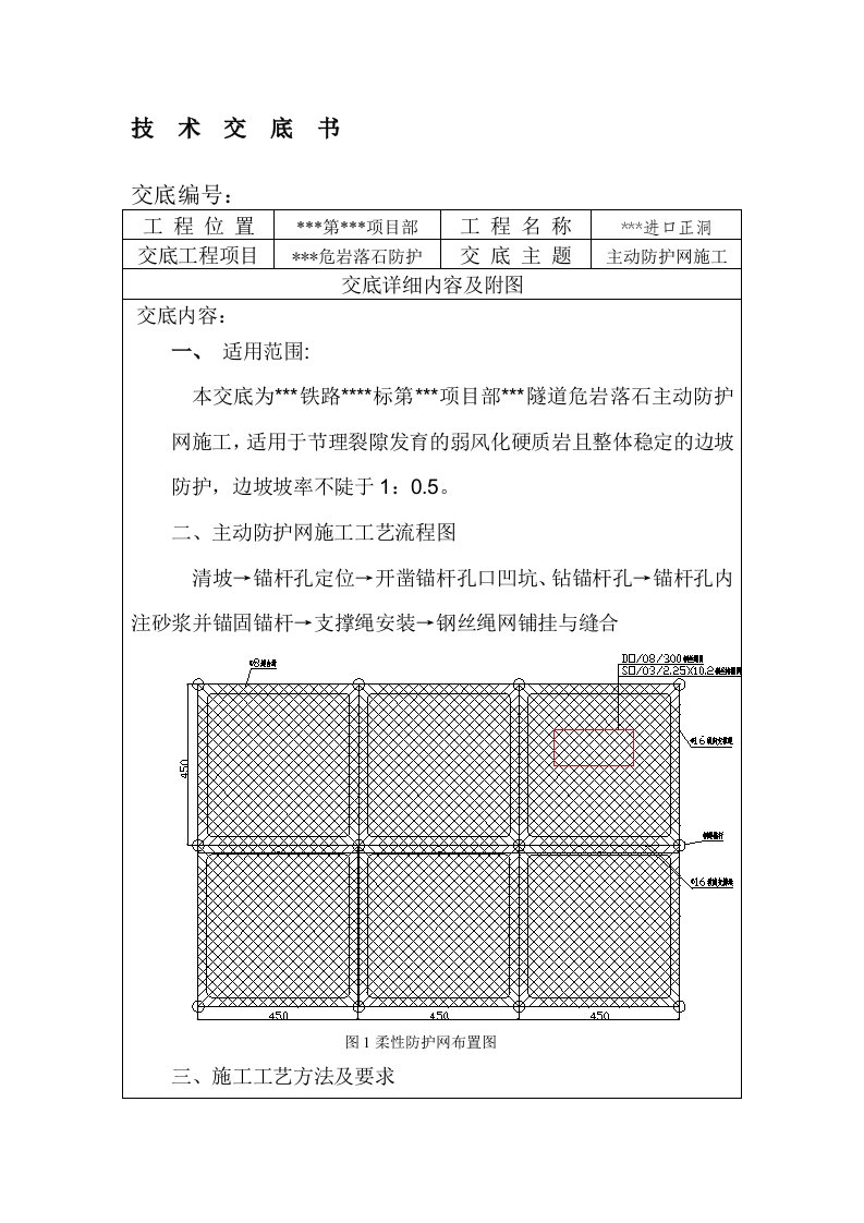 主动防护网技术交底