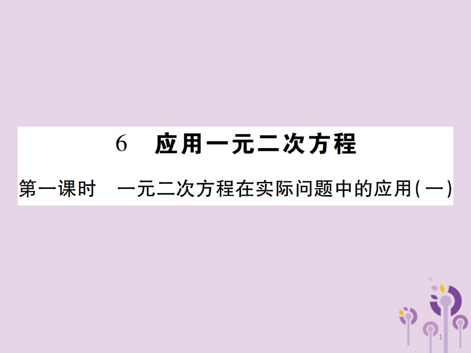 九年级数学应用一元二次方程第1课时一元二次方程在实际问题中的应用(1)习题ppt课件