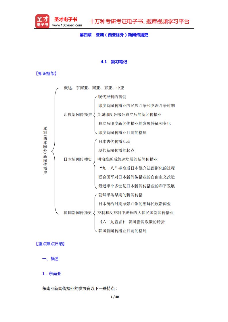 陈力丹《外国新闻传播史纲要》详解第四章-亚洲(西亚除外)新闻传播史