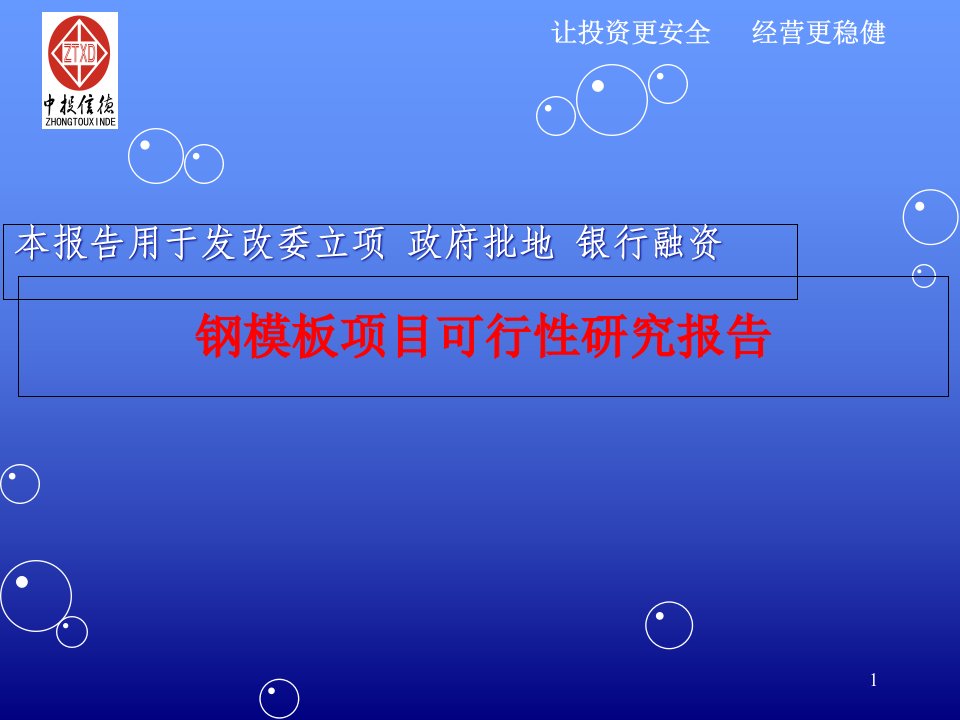 钢模板项目可行性研究报告ppt课件