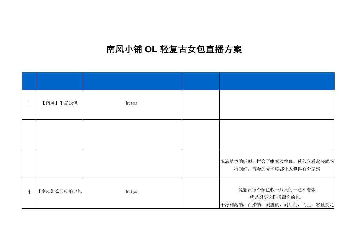 精品文档-南风小铺OL轻复古女包直播策划方案3页