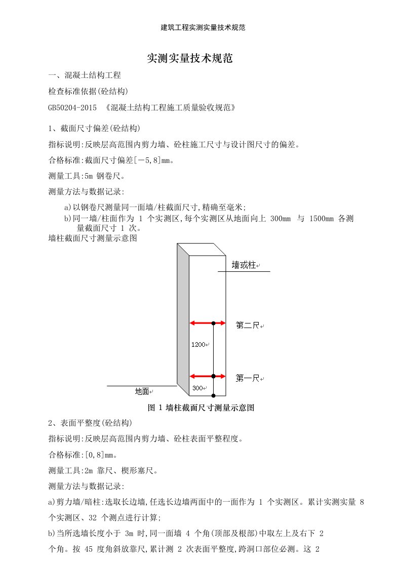 建筑工程实测实量技术规范