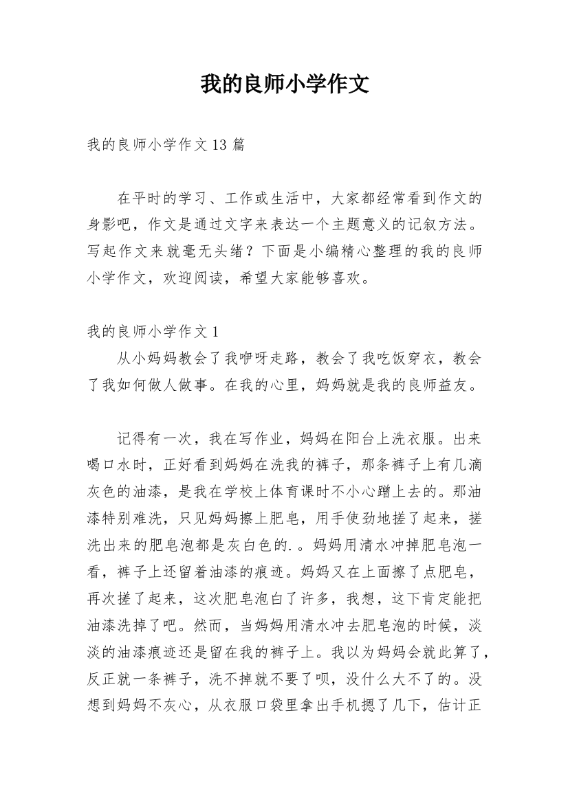 我的良师小学作文