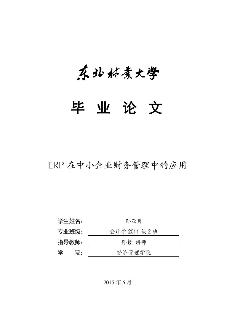 ERP在中小企业财务管理中的应用