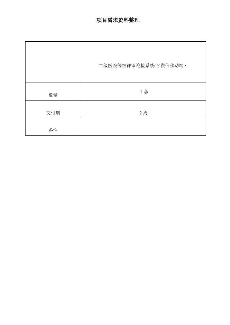 三级医院等级评审软件参数(含功能描述)