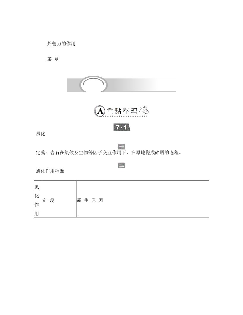 外营力的作用风化定义岩石在气候及生物等因子交互作用下