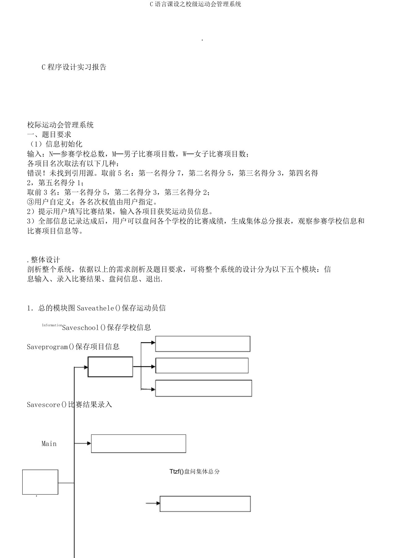 C语言课设之校级运动会管理系统