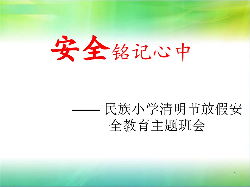 民族小学清明假期安全主题班会