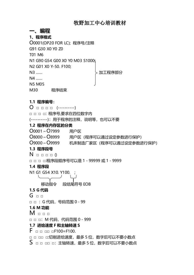 卧式牧野加工中心培训技巧资料